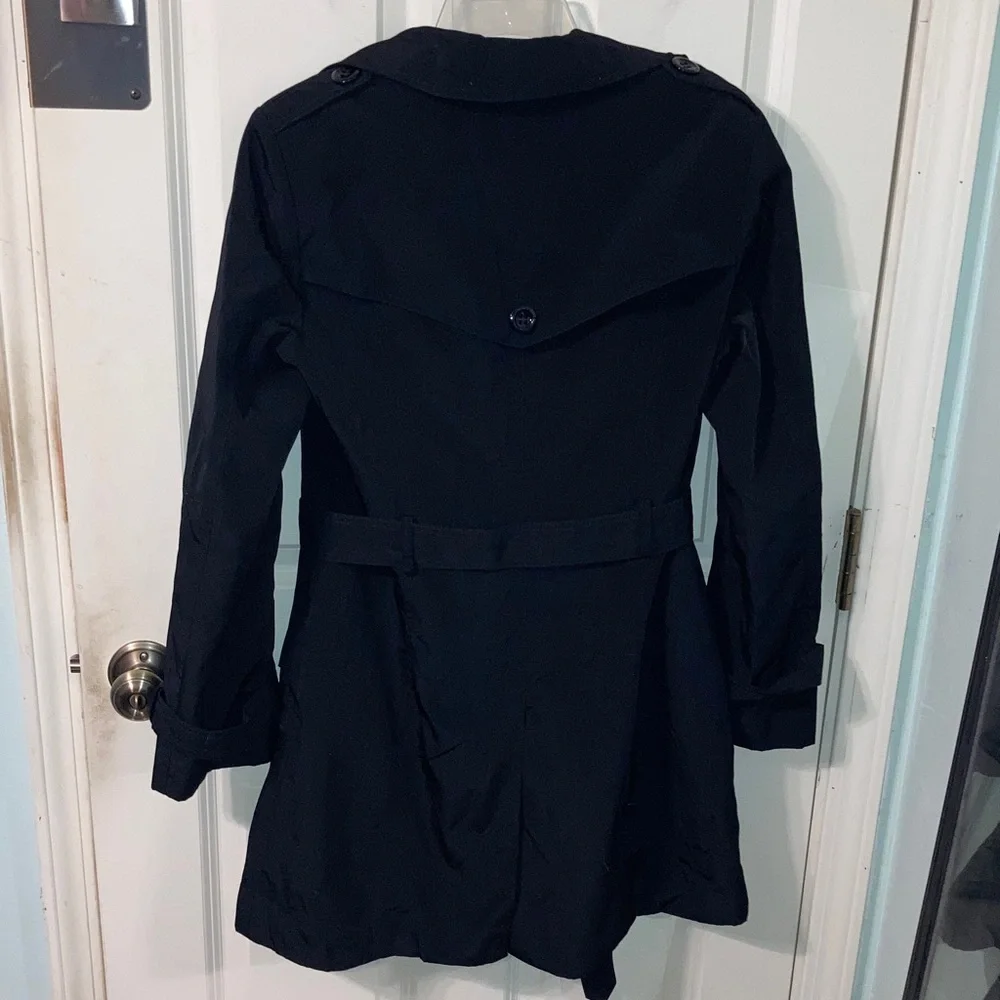 Calvin Klein Classic Black Trench Coat Small S - Picture 3 of 12